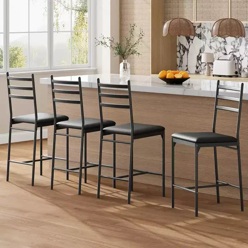 Set of 2/4 Counter Height Bar Chair with Back, Thick Cushion and Upholstered for Kitchen Island, Counter Bar