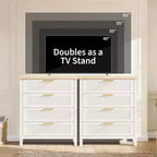 GustoWave 35.4 Tall Dresser for Bedroom,with 4 Fluted Dressers Chest with Clothes Storage Cabinet,Drawer Organizer for Bedroom,Living Room