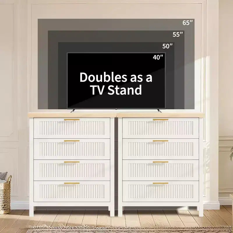 GustoWave 35.4 Tall Dresser for Bedroom,with 4 Fluted Dressers Chest with Clothes Storage Cabinet,Drawer Organizer for Bedroom,Living Room