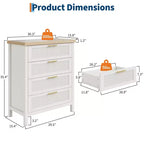 GustoWave 35.4 Tall Dresser for Bedroom,with 4 Fluted Dressers Chest with Clothes Storage Cabinet,Drawer Organizer for Bedroom,Living Room
