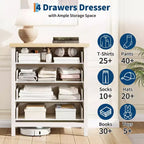 GustoWave 35.4 Tall Dresser for Bedroom,with 4 Fluted Dressers Chest with Clothes Storage Cabinet,Drawer Organizer for Bedroom,Living Room
