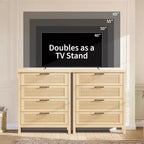 GustoWave 35.4 Tall Dresser for Bedroom,with 4 Fluted Dressers Chest with Clothes Storage Cabinet,Drawer Organizer for Bedroom,Living Room