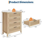 GustoWave 35.4 Tall Dresser for Bedroom,with 4 Fluted Dressers Chest with Clothes Storage Cabinet,Drawer Organizer for Bedroom,Living Room