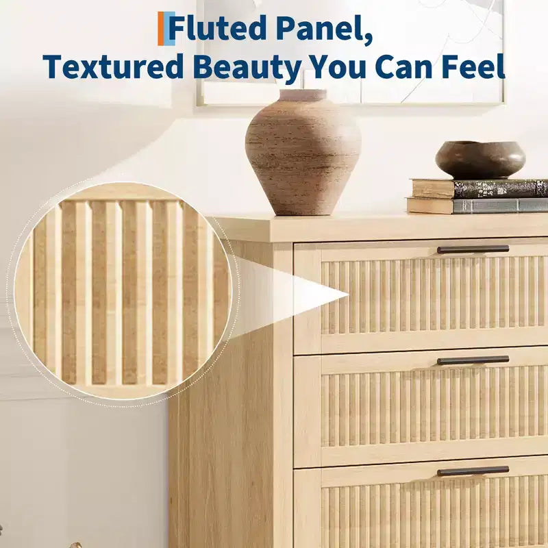 GustoWave 35.4 Tall Dresser for Bedroom,with 4 Fluted Dressers Chest with Clothes Storage Cabinet,Drawer Organizer for Bedroom,Living Room