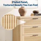 GustoWave 35.4 Tall Dresser for Bedroom,with 4 Fluted Dressers Chest with Clothes Storage Cabinet,Drawer Organizer for Bedroom,Living Room