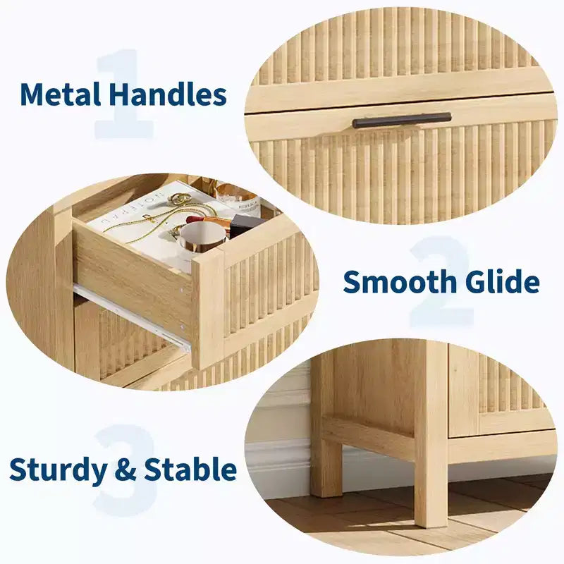 GustoWave 35.4 Tall Dresser for Bedroom,with 4 Fluted Dressers Chest with Clothes Storage Cabinet,Drawer Organizer for Bedroom,Living Room