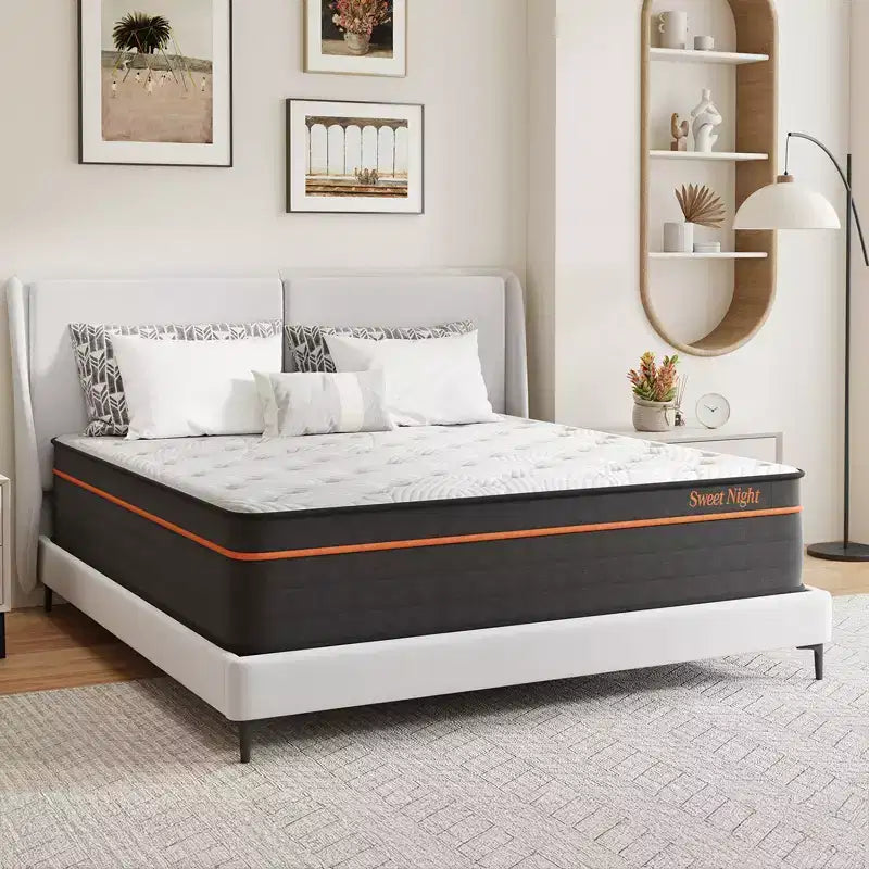 Sweetnight 14-in Medium Queen Hybrid Memory Foam/Coil Blend Mattress in a Box