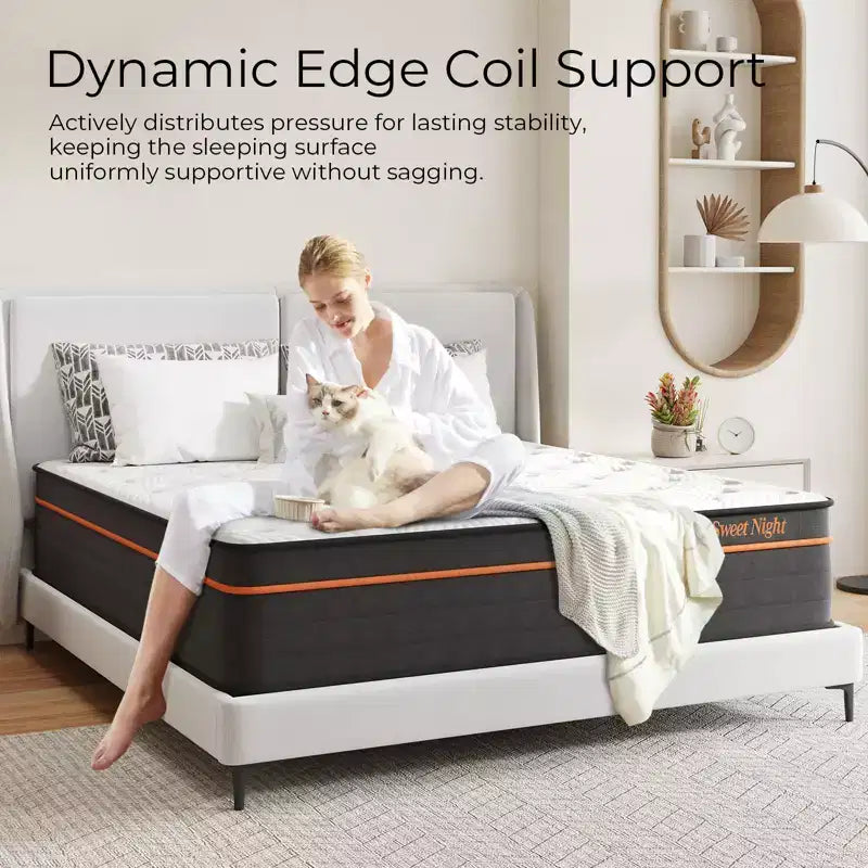 Sweetnight 14-in Medium Queen Hybrid Memory Foam/Coil Blend Mattress in a Box
