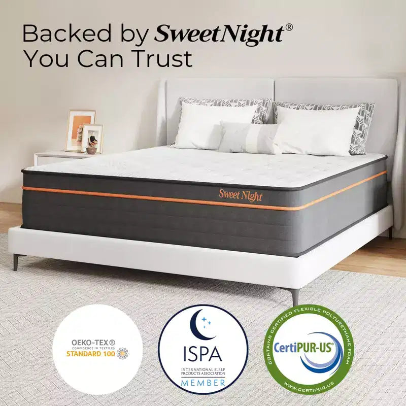 Sweetnight 14-in Medium Queen Hybrid Memory Foam/Coil Blend Mattress in a Box