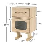 Creative Swivel Robot Nightstands Storage Side Table, Natural Finish