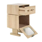 Creative Swivel Robot Nightstands Storage Side Table, Natural Finish