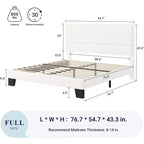 Allewie Velvet Upholstered Bed with Wooden Slats, No Box Spring Needed, Easy Assembly, White