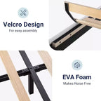 Allewie Velvet Upholstered Bed with Wooden Slats, No Box Spring Needed, Easy Assembly, White