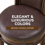 ROME + OAK Runyan Counter Stool, Dark Walnut, Vintage Brown Vegan Leather, Set of 4