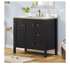 36 Inch Bathroom Vanity with Ceramic Sink Bathroom Storage Cabinet with 2 Doors amd 3 Drawers 2 Doors