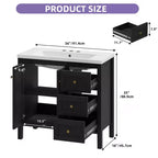36 Inch Bathroom Vanity with Ceramic Sink Bathroom Storage Cabinet with 2 Doors amd 3 Drawers 2 Doors