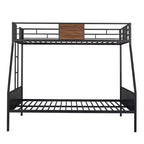 Twin over Full Metal Bunk Bed with Wood Grain, Metal Bunkbeds Frame with Safety Rail for Kids Adults, Brown