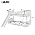 Kids Floor Bunk Beds, Twin over Twin Bunk Bed with Convertible Slide, Wooden Low Bunk Bed Frame for Toddlers Teens