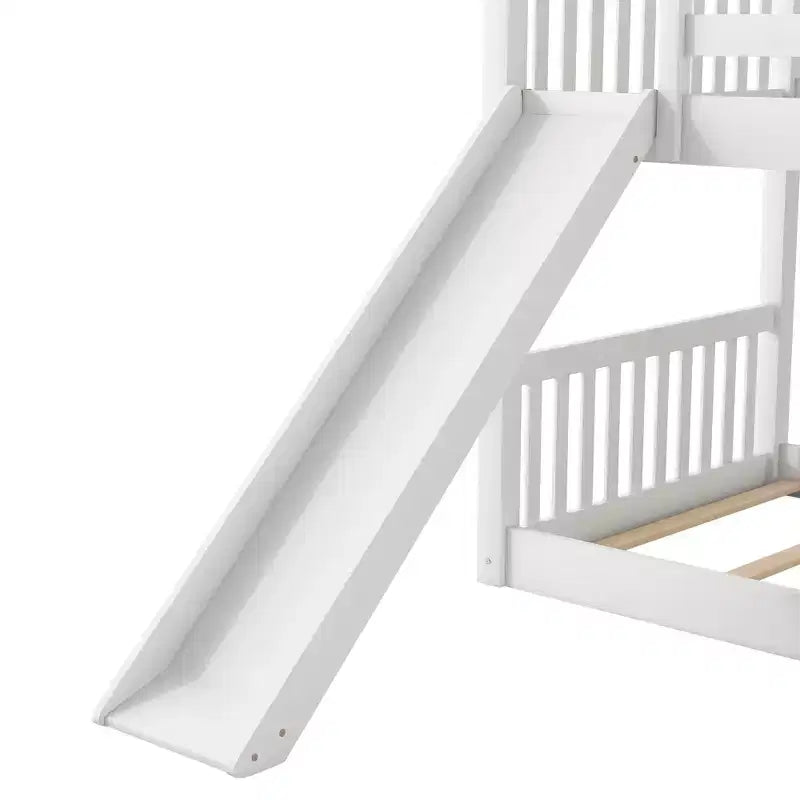 Kids Floor Bunk Beds, Twin over Twin Bunk Bed with Convertible Slide, Wooden Low Bunk Bed Frame for Toddlers Teens