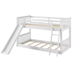 Kids Floor Bunk Beds, Twin over Twin Bunk Bed with Convertible Slide, Wooden Low Bunk Bed Frame for Toddlers Teens