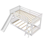 Kids Floor Bunk Beds, Twin over Twin Bunk Bed with Convertible Slide, Wooden Low Bunk Bed Frame for Toddlers Teens