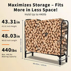 Firewood Rack 8 ft Outdoor & Indoor Log Holder Heavy Duty Word Organizer with Weatherproof Cover Steel Mesh Storage for Fireplace, Patio