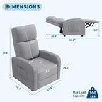 Recliner Chair for Adults, Adjustable Single Sofa, Enhanced with Side Pocket, Tall Back, Wide Arms & Padded Seat, Home Seating for Living Room