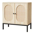 31.5 Inch Sideboard, Rattan Storage Cabinet with Adjustable Shelves, Kitchen Sideboard for Living Room Dining Room Entryway