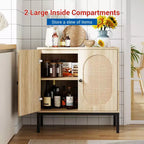 31.5 Inch Sideboard, Rattan Storage Cabinet with Adjustable Shelves, Kitchen Sideboard for Living Room Dining Room Entryway