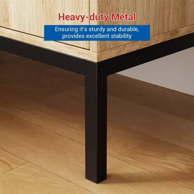 31.5 Inch Sideboard, Rattan Storage Cabinet with Adjustable Shelves, Kitchen Sideboard for Living Room Dining Room Entryway