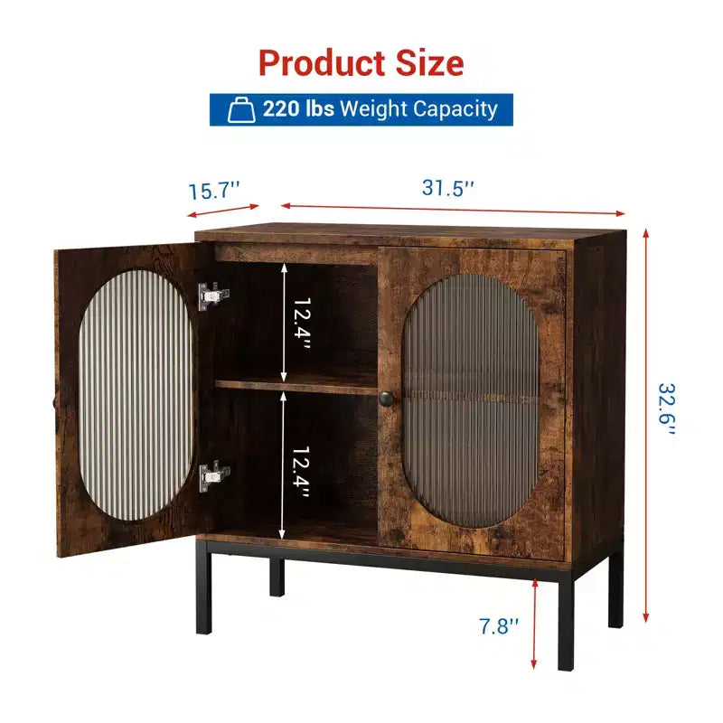 31.5 Inch Sideboard, Rattan Storage Cabinet with Adjustable Shelves, Kitchen Sideboard for Living Room Dining Room Entryway