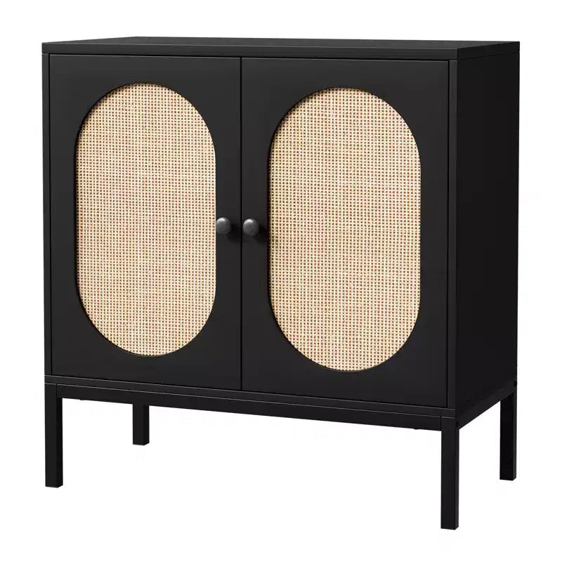 31.5 Inch Sideboard, Rattan Storage Cabinet with Adjustable Shelves, Kitchen Sideboard for Living Room Dining Room Entryway