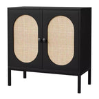 31.5 Inch Sideboard, Rattan Storage Cabinet with Adjustable Shelves, Kitchen Sideboard for Living Room Dining Room Entryway