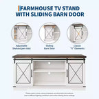 TV Stand for TV Up to 65 Inches, Wood Entertainment Center with Sliding Barn Doors, Media Console Table for Living Room