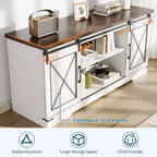TV Stand for TV Up to 65 Inches, Wood Entertainment Center with Sliding Barn Doors, Media Console Table for Living Room