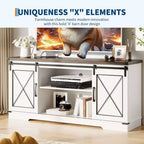 TV Stand for TV Up to 65 Inches, Wood Entertainment Center with Sliding Barn Doors, Media Console Table for Living Room