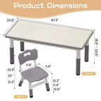 GustoWave Kids Table and Chair Sets, Height Adjustable Toddler Table and 4 Chairs Set, Easy to Wipe Drawing Tabletop, for Classrooms,Dark Grey