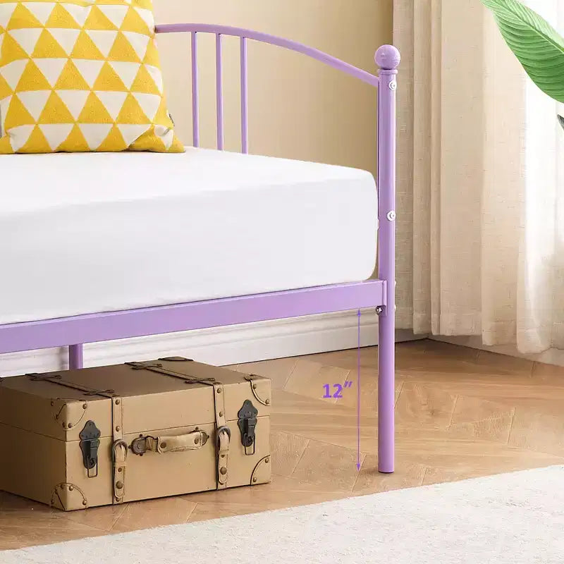 Twin Metal Daybed with Trundle,Twin Size Daybed Frame with Pullout Trundle 6 Casters,Steel Slat Support Guest Sofa Bed for Living,Bedroom,Apartment