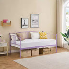 Twin Metal Daybed with Trundle,Twin Size Daybed Frame with Pullout Trundle 6 Casters,Steel Slat Support Guest Sofa Bed for Living,Bedroom,Apartment