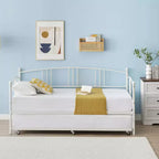Twin Metal Daybed with Trundle,Twin Size Daybed Frame with Pullout Trundle 6 Casters,Steel Slat Support Guest Sofa Bed for Living,Bedroom,Apartment