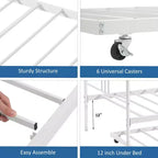 Twin Metal Daybed with Trundle,Twin Size Daybed Frame with Pullout Trundle 6 Casters,Steel Slat Support Guest Sofa Bed for Living,Bedroom,Apartment