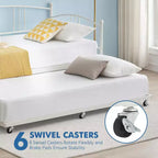 Twin Metal Daybed with Trundle,Twin Size Daybed Frame with Pullout Trundle 6 Casters,Steel Slat Support Guest Sofa Bed for Living,Bedroom,Apartment