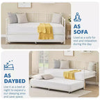 Twin Metal Daybed with Trundle,Twin Size Daybed Frame with Pullout Trundle 6 Casters,Steel Slat Support Guest Sofa Bed for Living,Bedroom,Apartment