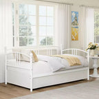 Twin Metal Daybed with Trundle,Twin Size Daybed Frame with Pullout Trundle 6 Casters,Steel Slat Support Guest Sofa Bed for Living,Bedroom,Apartment