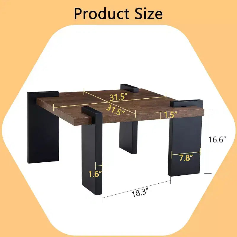 Wooden Coffee Table with Light Wood Grain Texture, Modern Side Table for Balcony Bedroom Living Room Home Office