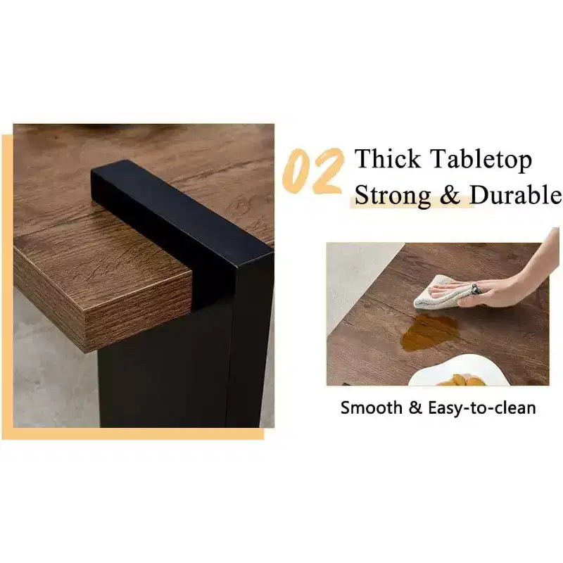 Wooden Coffee Table with Light Wood Grain Texture, Modern Side Table for Balcony Bedroom Living Room Home Office