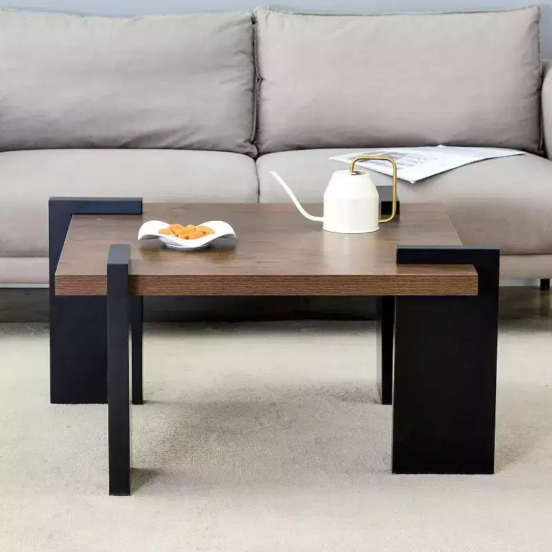 Wooden Coffee Table with Light Wood Grain Texture, Modern Side Table for Balcony Bedroom Living Room Home Office