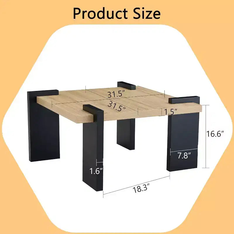 Wooden Coffee Table with Light Wood Grain Texture, Modern Side Table for Balcony Bedroom Living Room Home Office