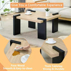Wooden Coffee Table with Light Wood Grain Texture, Modern Side Table for Balcony Bedroom Living Room Home Office