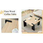 Wooden Coffee Table with Light Wood Grain Texture, Modern Side Table for Balcony Bedroom Living Room Home Office